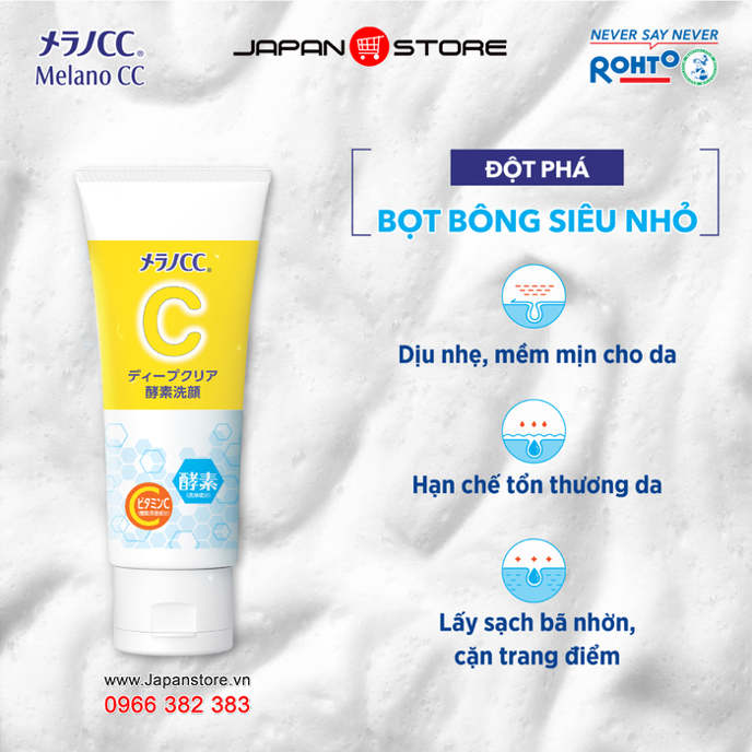 Sữa rửa mặt Melano CC Deep Clear Enzyme Face Wash 130g Chính hãng Rohto Japan 4