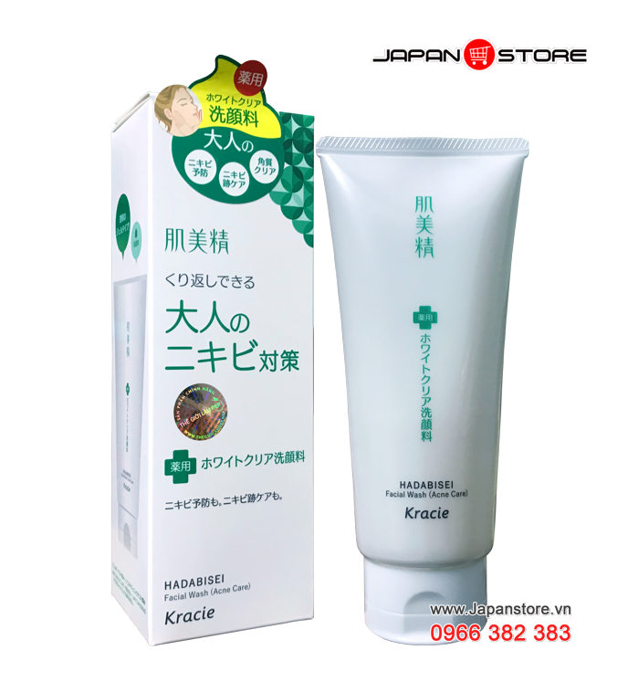 Sữa rửa mặt trị mụn Kracie Hadabisei Facial Wash (Acne Care) Chính hãng Kracie Nhật Bản 2