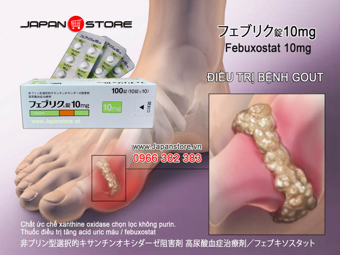 Thuốc Gout (Gút) Nhật Bản Feburic 10mg (Febuxostat 10mg) -Japanstore_vn1