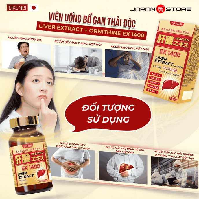 Viên Uống Bổ Gan LIVER EXTRACT + Ornithine Ex 1400 Eikenbi – Thải Độc Gan, Giảm Men Gan Hiệu Quả 6-6