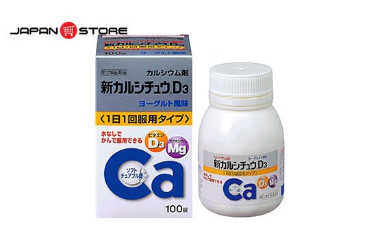 Viên uống Canxi bổ sung D3, Mg Nhật Bản là sp Canxichu D3 mới 100 viên 新カルシチュウD3 100錠-02-1