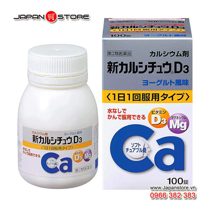 Viên uống Canxi bổ sung D3, Mg Nhật Bản là sp Canxichu D3 mới 100 viên 新カルシチュウD3 100錠-03-1